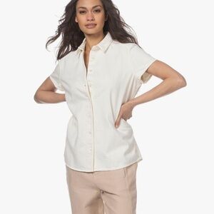 Vintage STUDIO 121 100% Silk ivory short sleeves button down shirts women’s 14